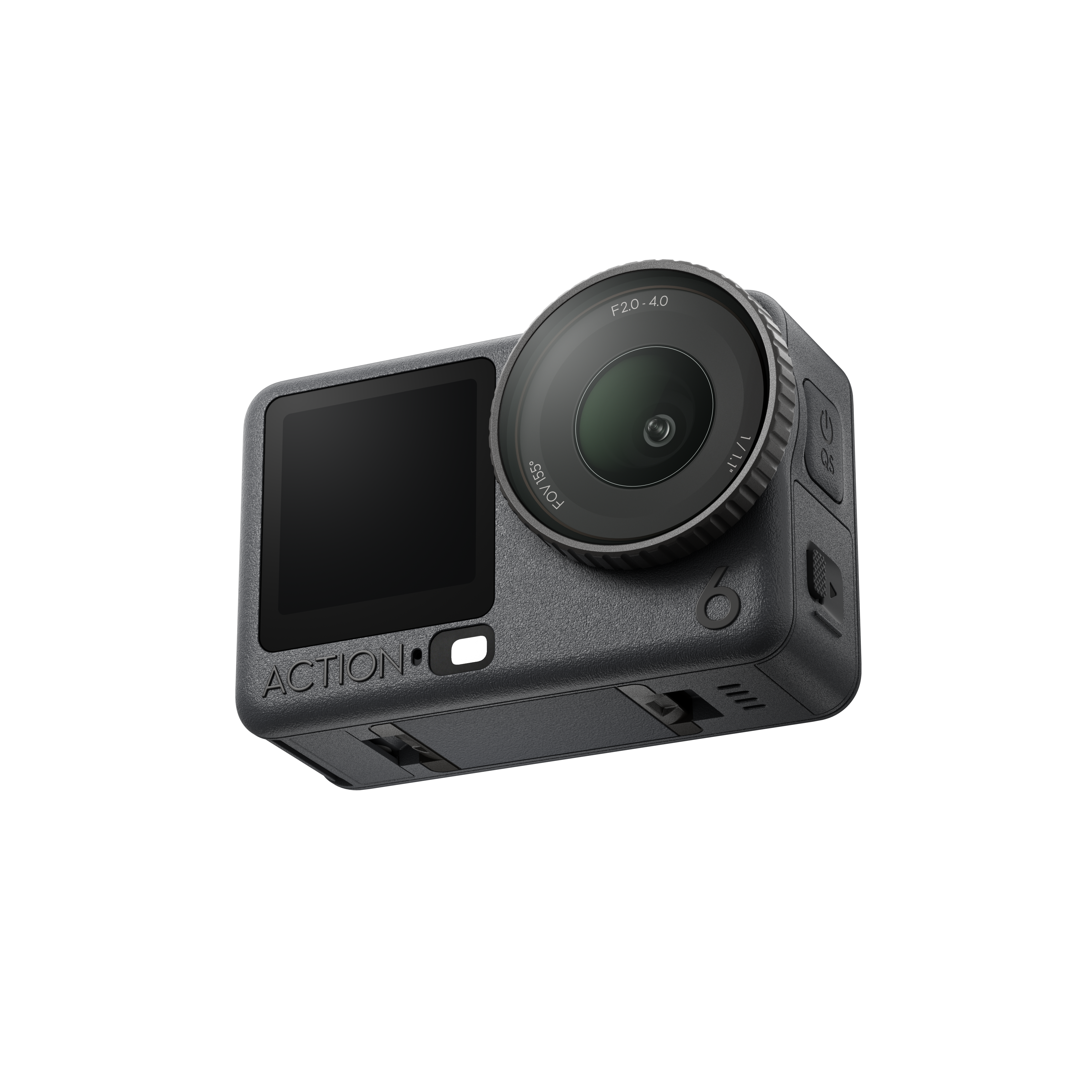 DJI Action 6: kompakte Action-Kamera mit großem Objektiv und LCD-Display für Abenteueraufnahmen.