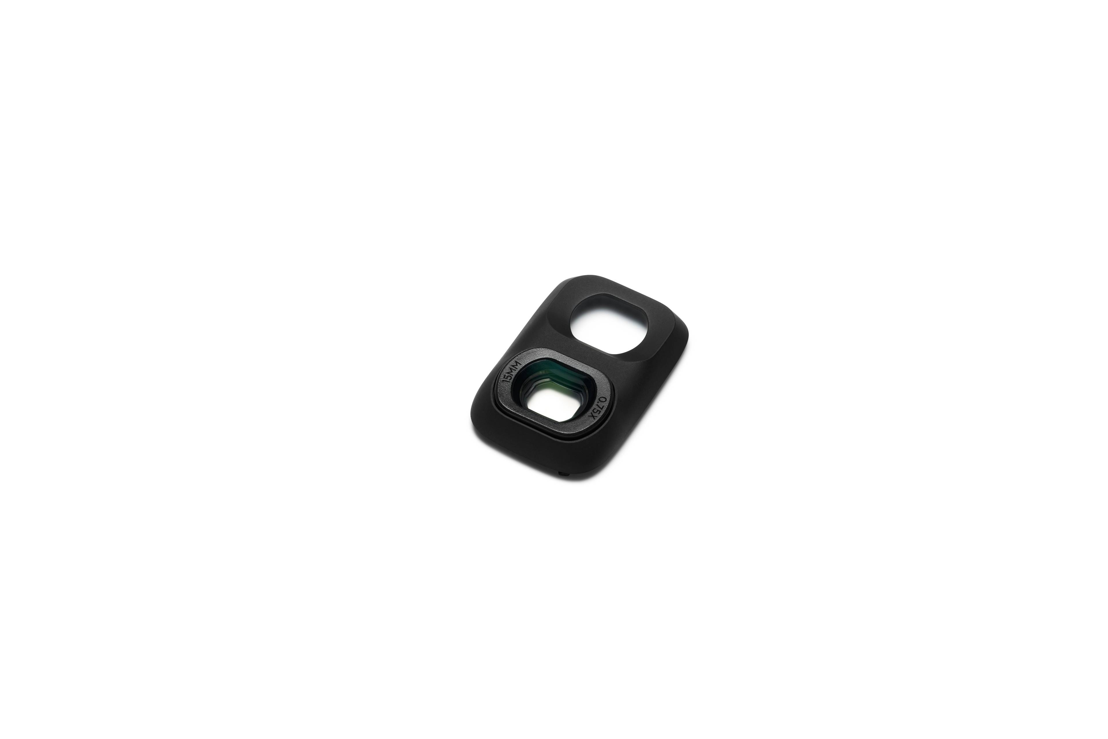 Weitwinkelobjektiv für DJI Osmo Pocket 4P, schwarz, kompakt mit zwei Linsenelementen.