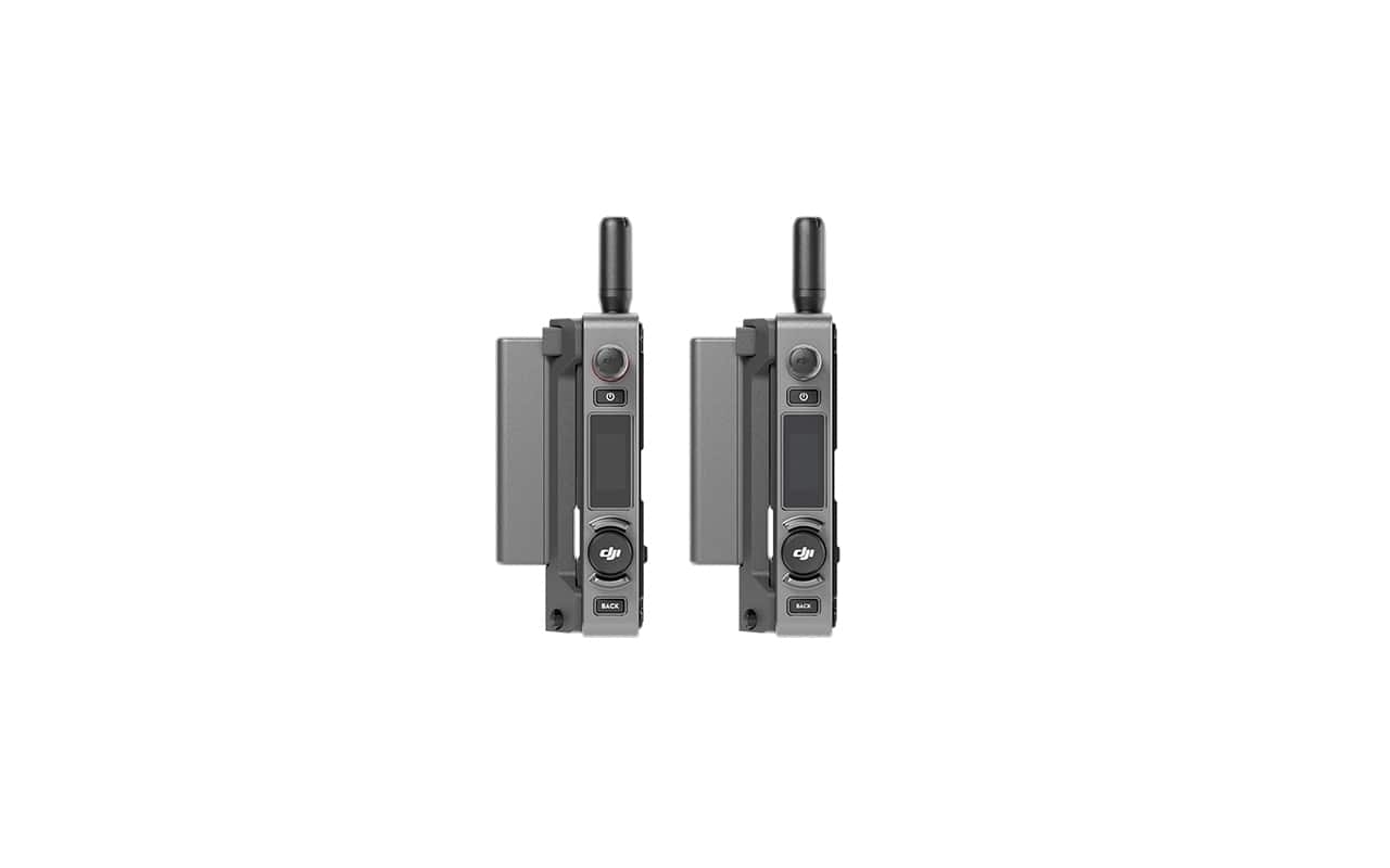 Seitenansicht des DJI Transmission (Standard Combo) mit zwei Antennen und kompaktem Design.