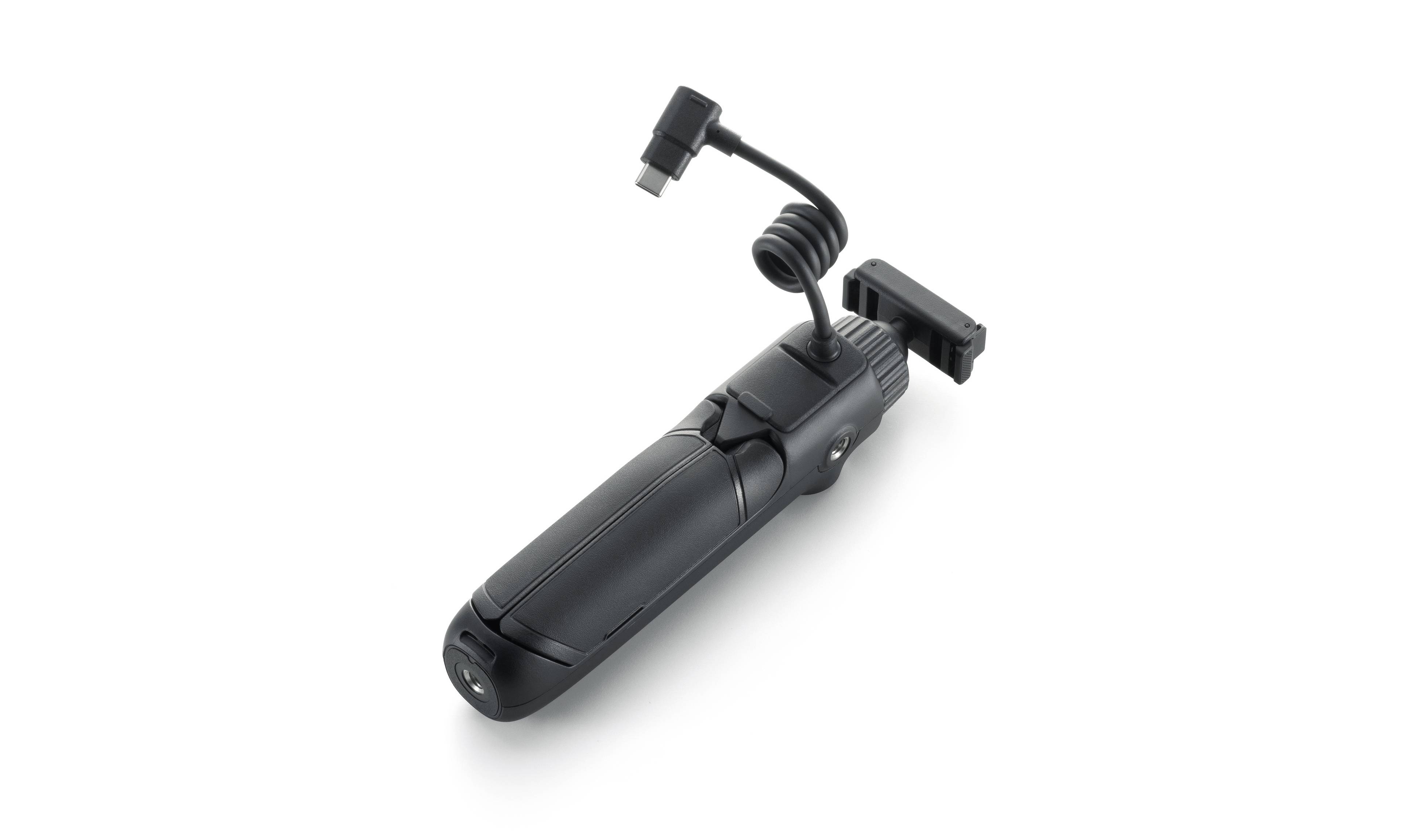DJI Osmo Action Dual-Direction Battery Handle in Schwarz mit flexibler Anschlussmöglichkeit für optimale Nutzung.
