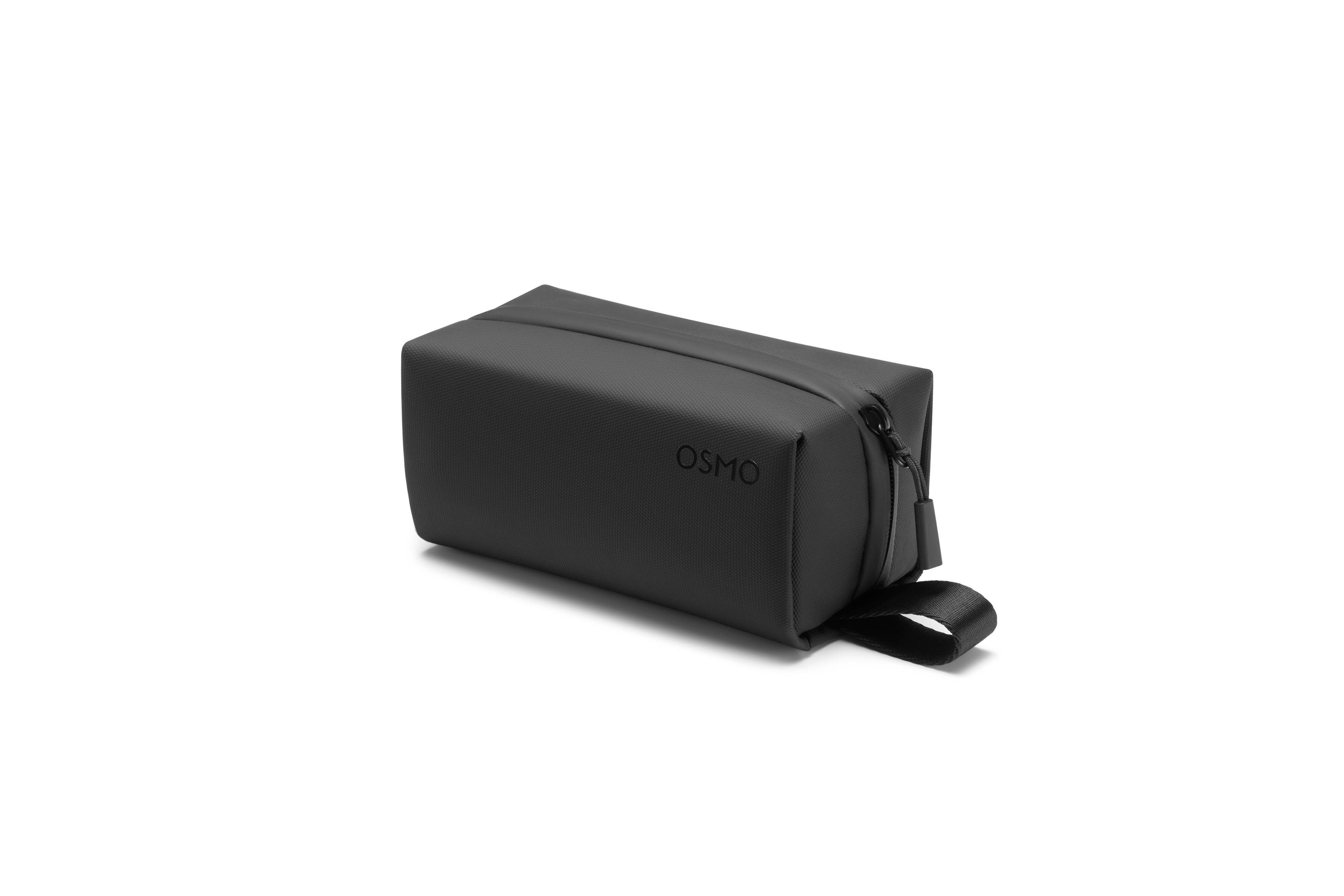 Schlichte schwarze Tragetasche für DJI Osmo Pocket 4P mit Reißverschluss und praktischer Schlaufe.