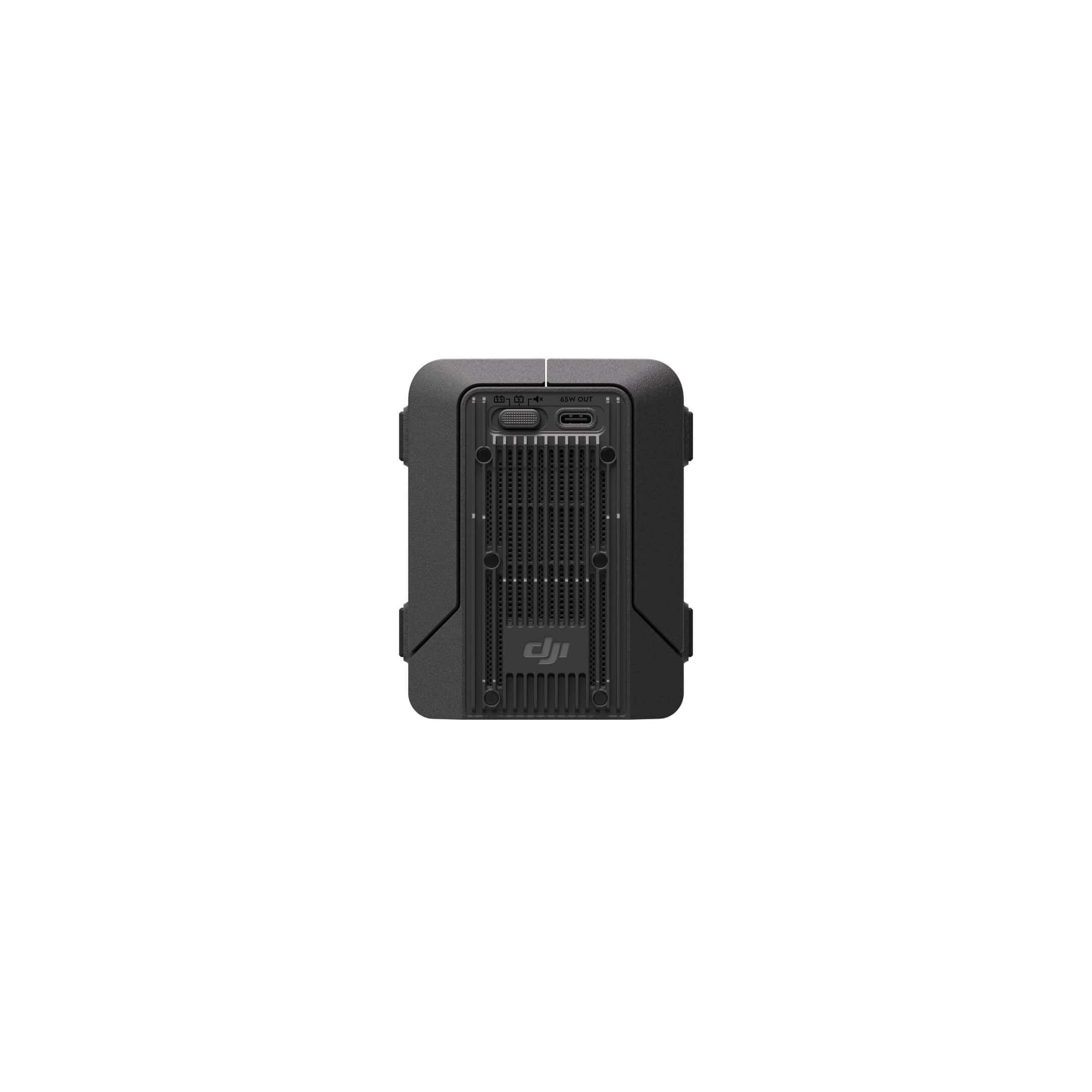 Seitenansicht des DJI Inspire 3 TB51 Intelligent Battery Hub mit robustem Design und Kühlungslöchern.
