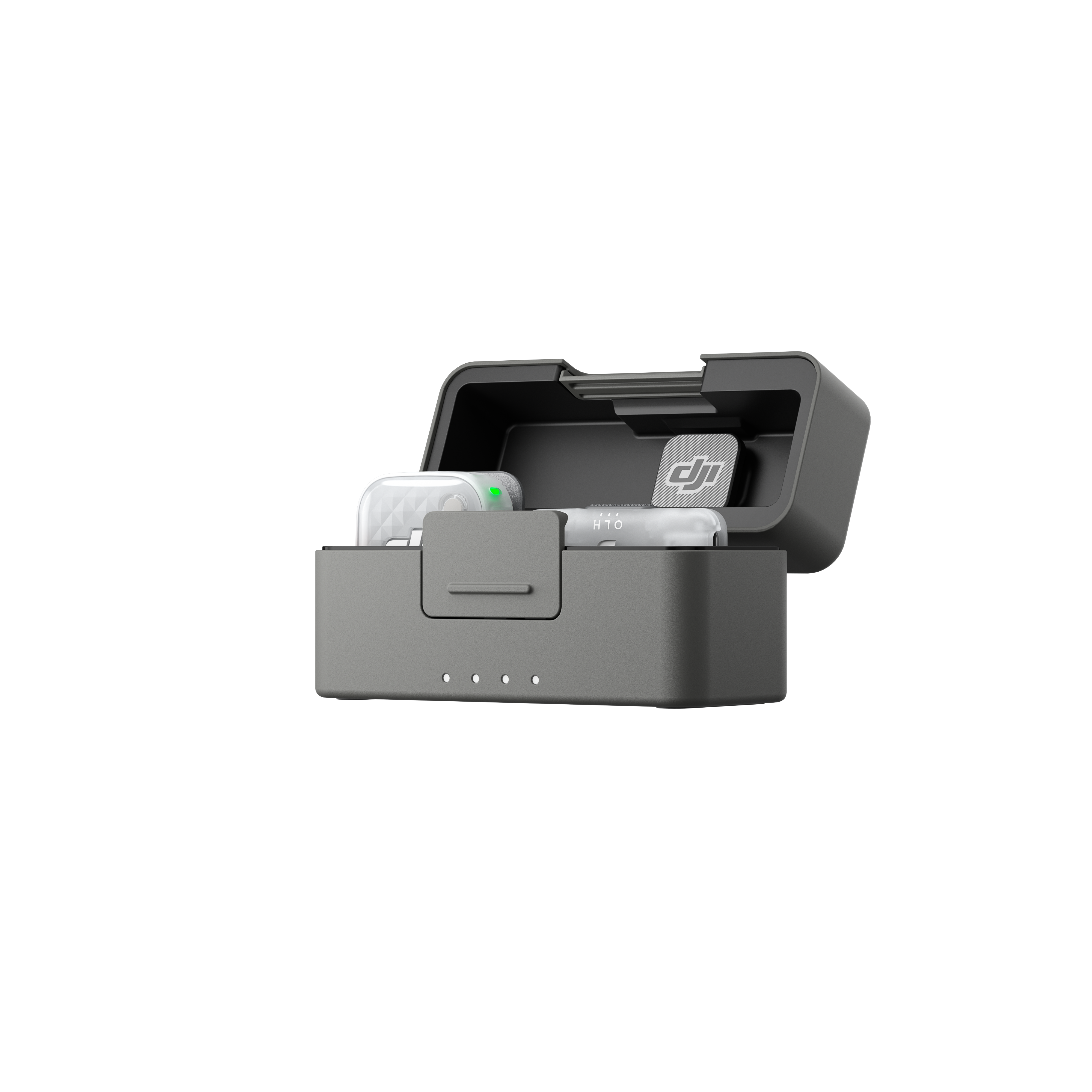 DJI Mic Mini 2S: Ladeetui mit Mikrofon und Empfänger, kompakt und handlich.