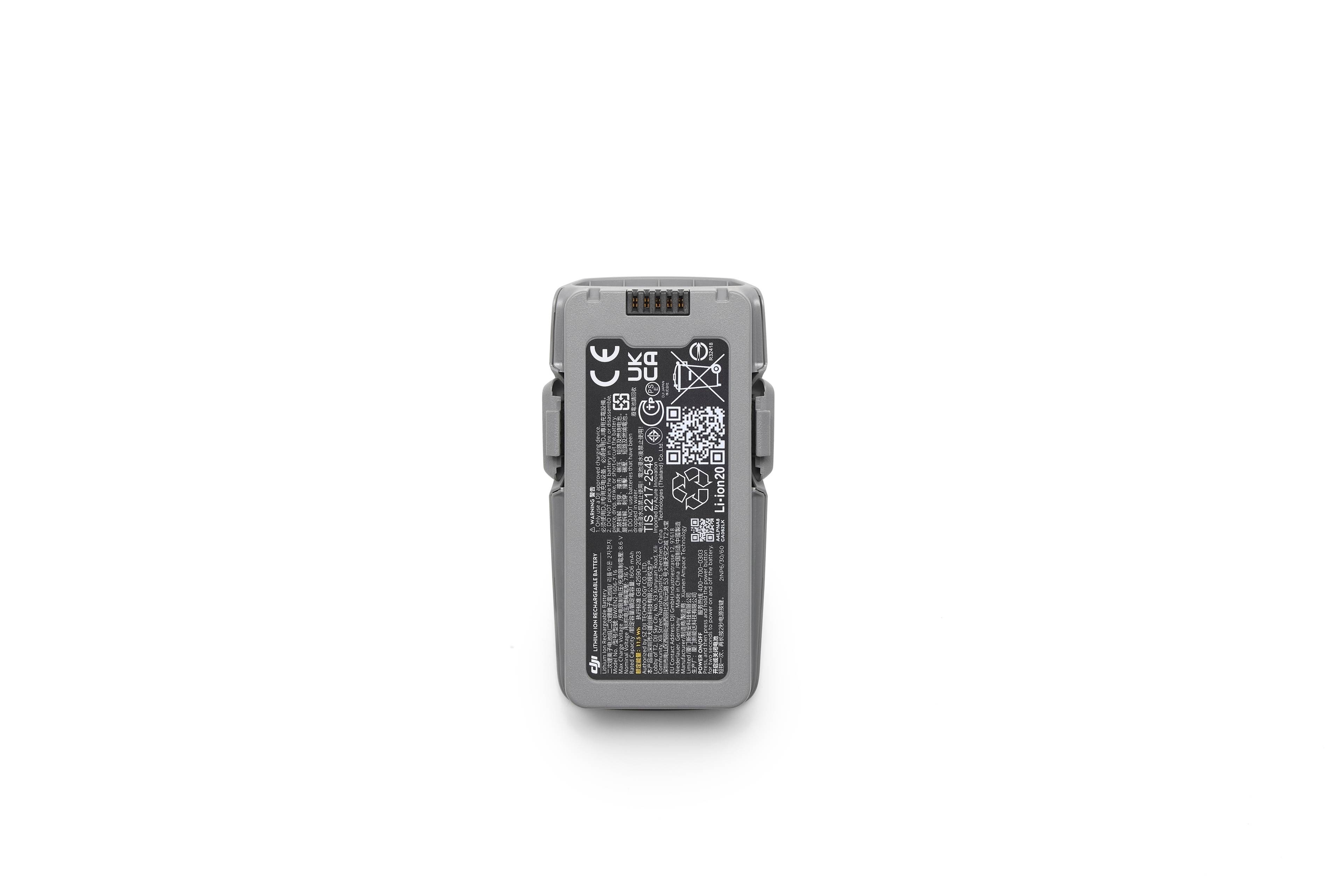 Unteransicht der DJI Neo 2 Intelligent Flight Battery mit technischen Spezifikationen und Kennzeichnungen.