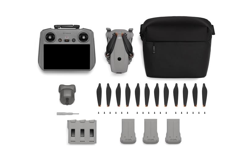 DJI Lito X1 Fly More Combo (DJI RC 2): Zubehör inklusive Fernbedienung, Drone, Propeller und Tasche.