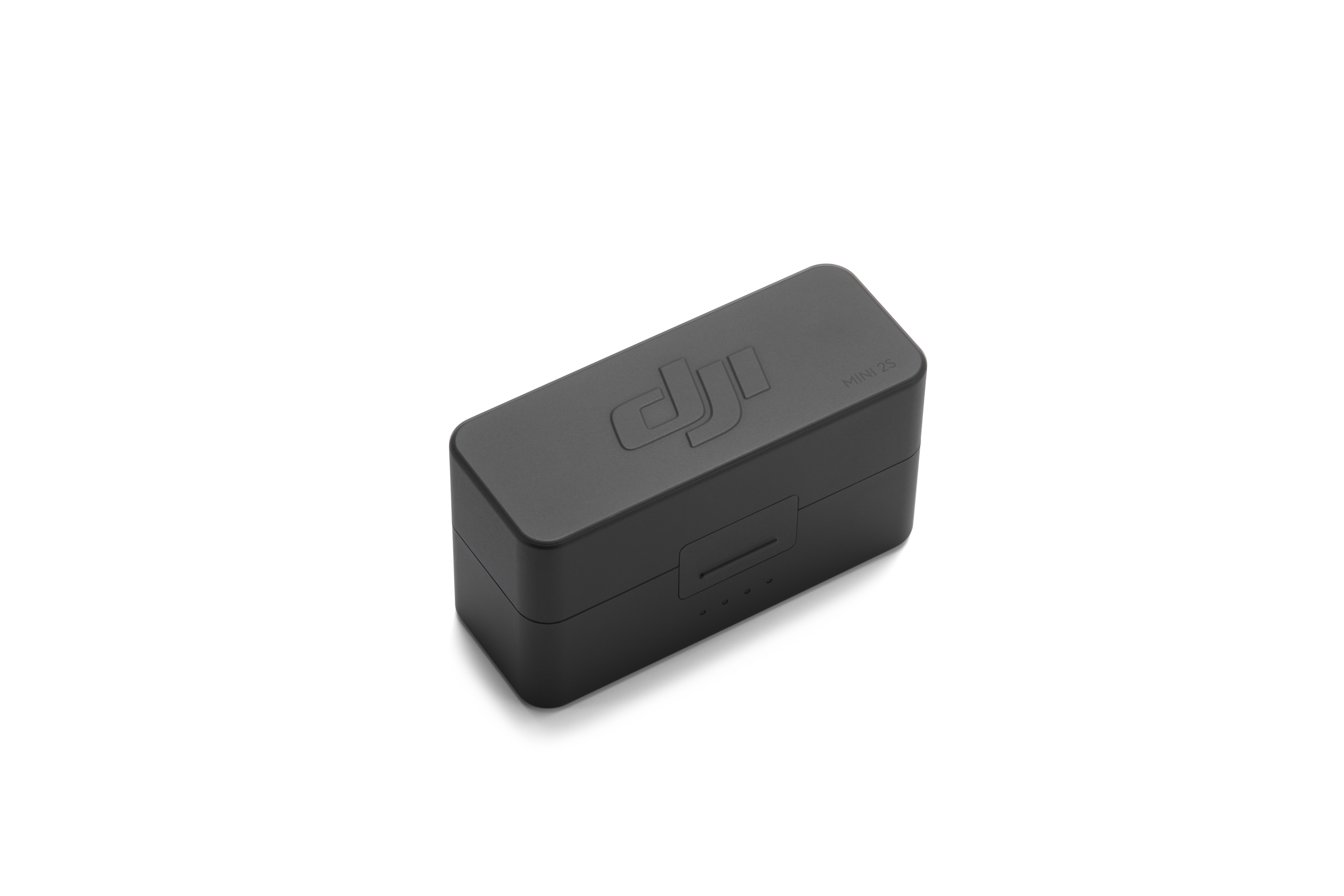 Schwarzes, geschlossenes Ladecase für das DJI Mic Mini 2S mit elegantem Design und Logo.
