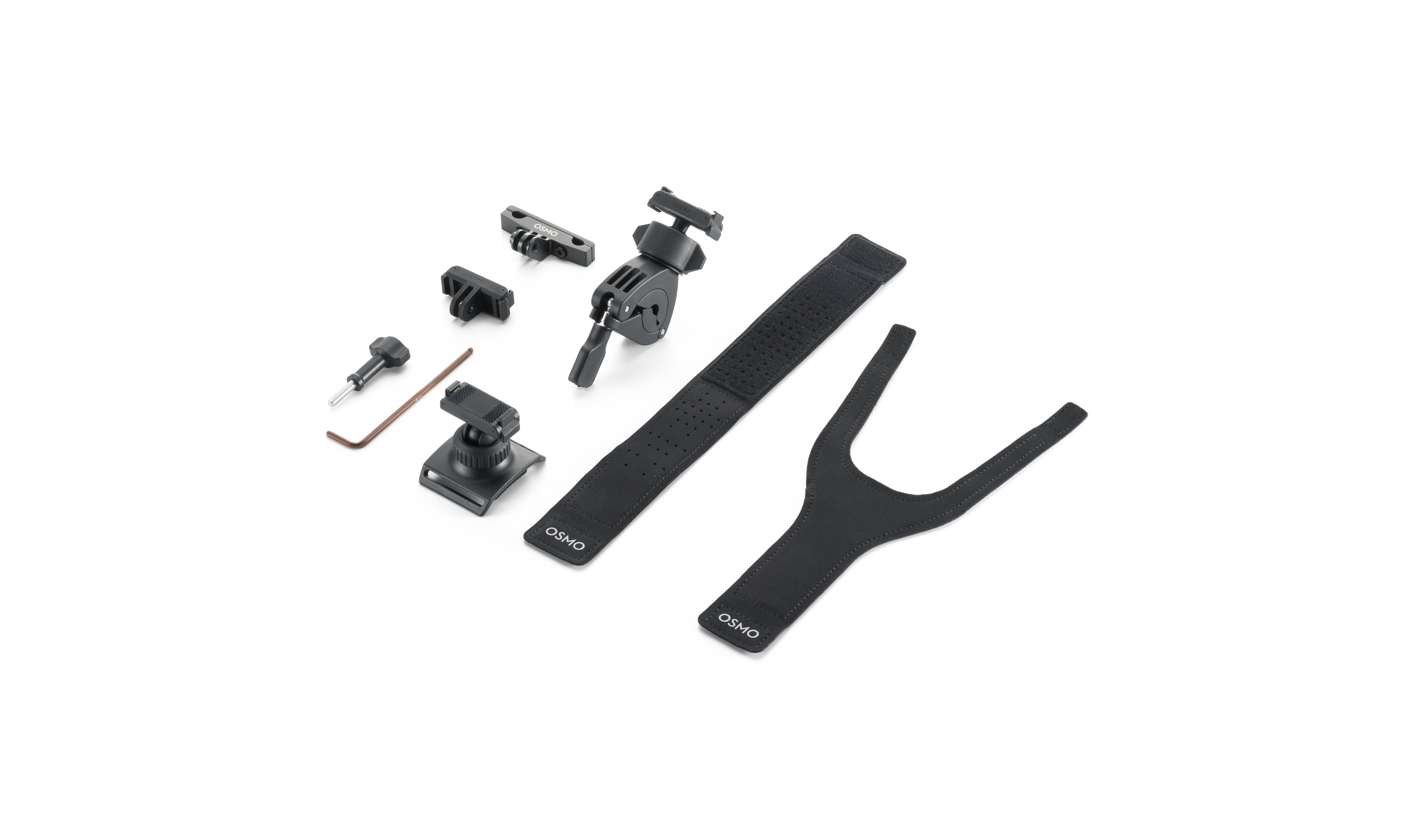 DJI Osmo Road Cycling Accessory Kit mit verschiedenen Halterungen und Schnellverschluss für Fahrradaufnahmen.