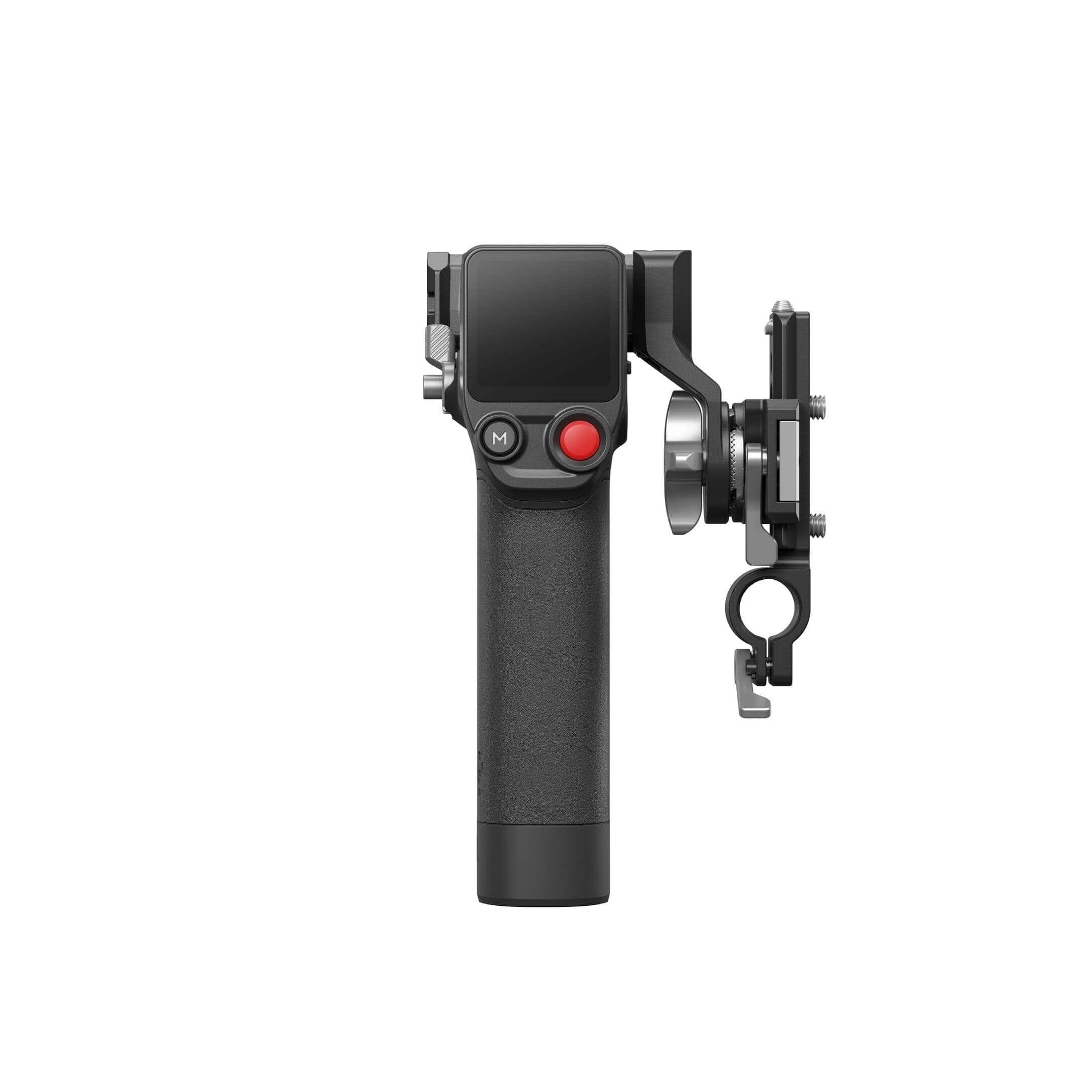 Seitenansicht des DJI Focus Pro Griffs mit einem modernen Design und Bedienelementen für präzise Steuerung.