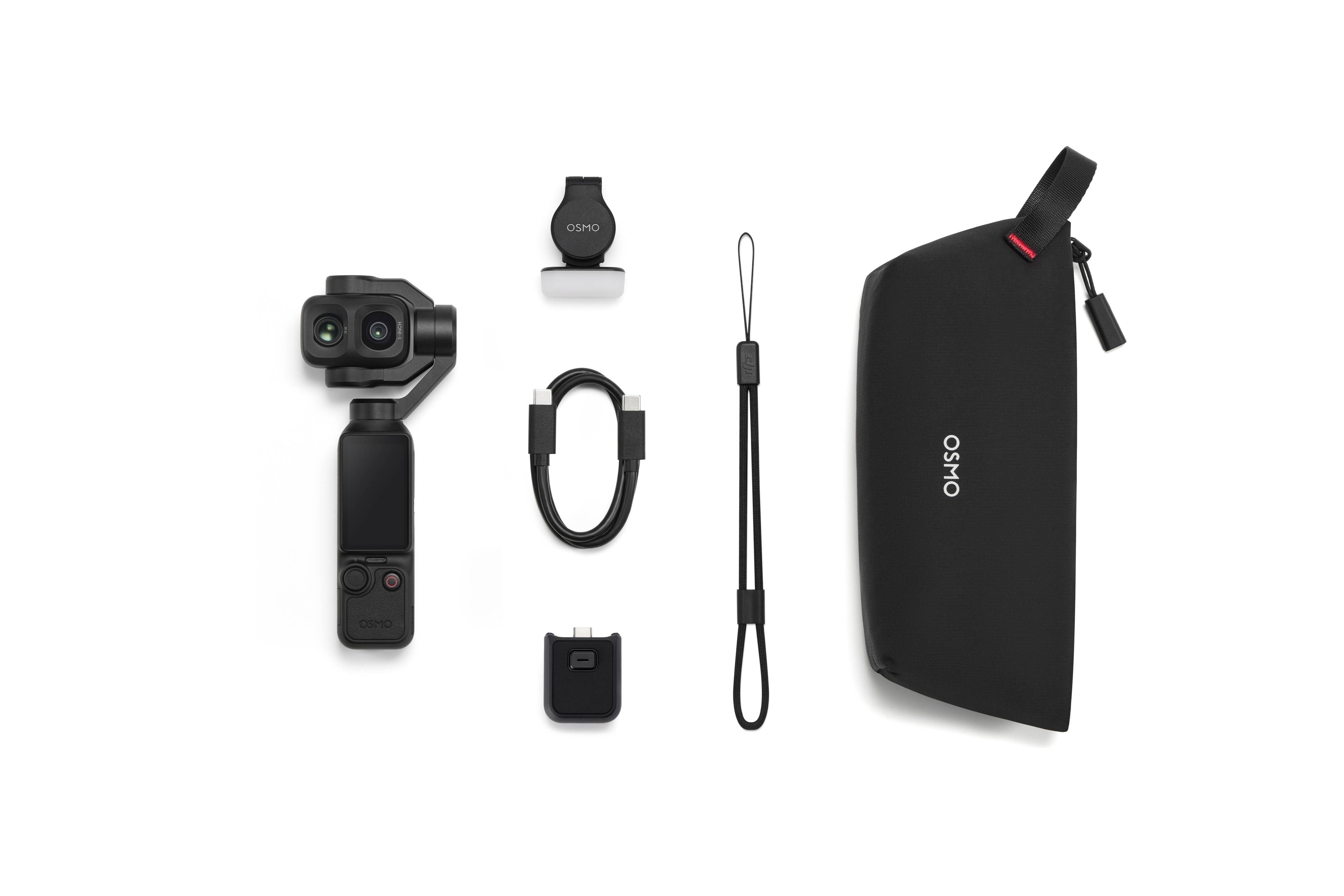 DJI Osmo Pocket 4P Standard Combo mit Kamera, Stativ, Ladeset und praktischer Tragetasche.