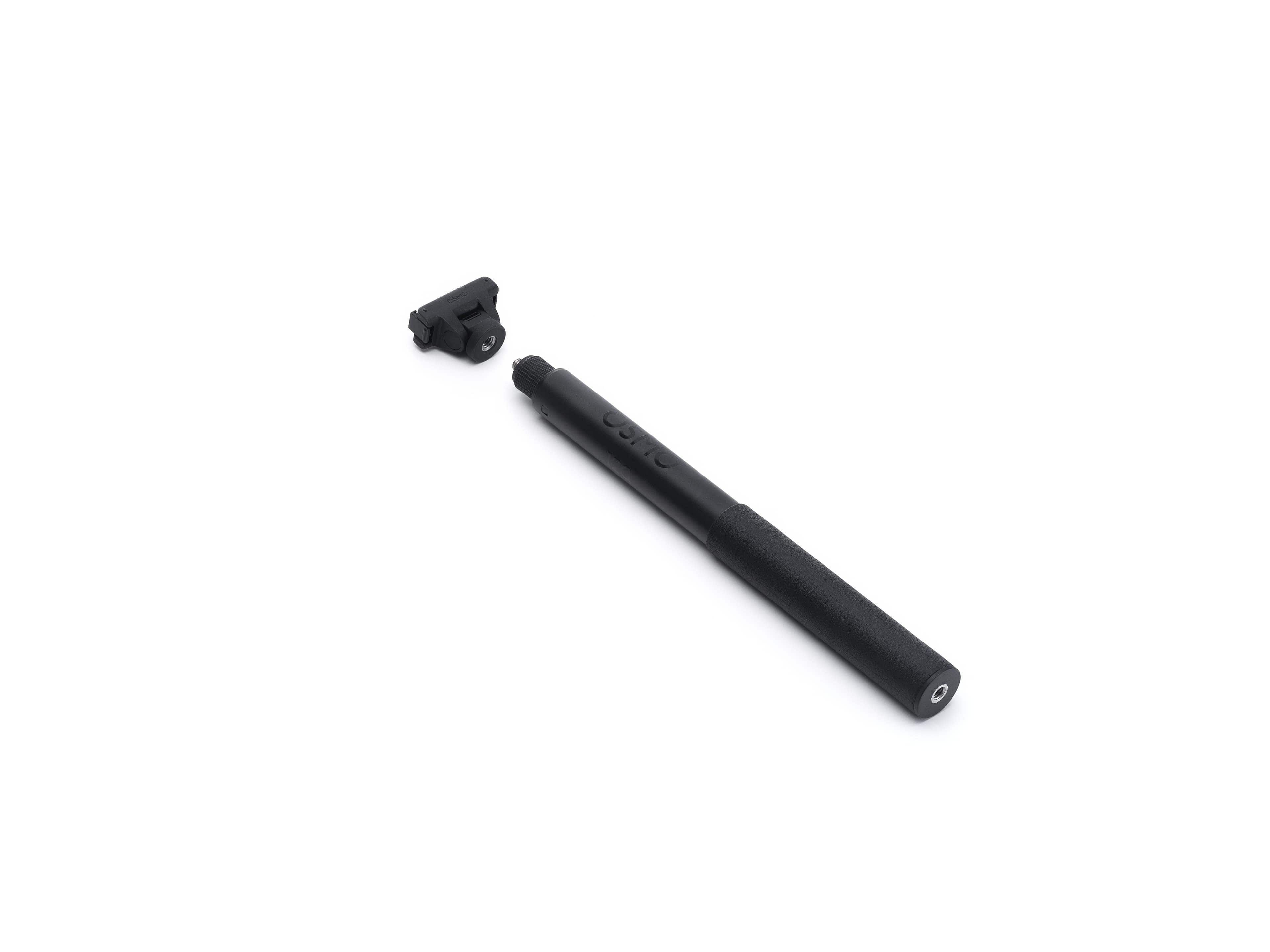 DJI Osmo 1.2m Invisible Selfie Stick Kit in liegender Position mit abnehmbarer Halterung.