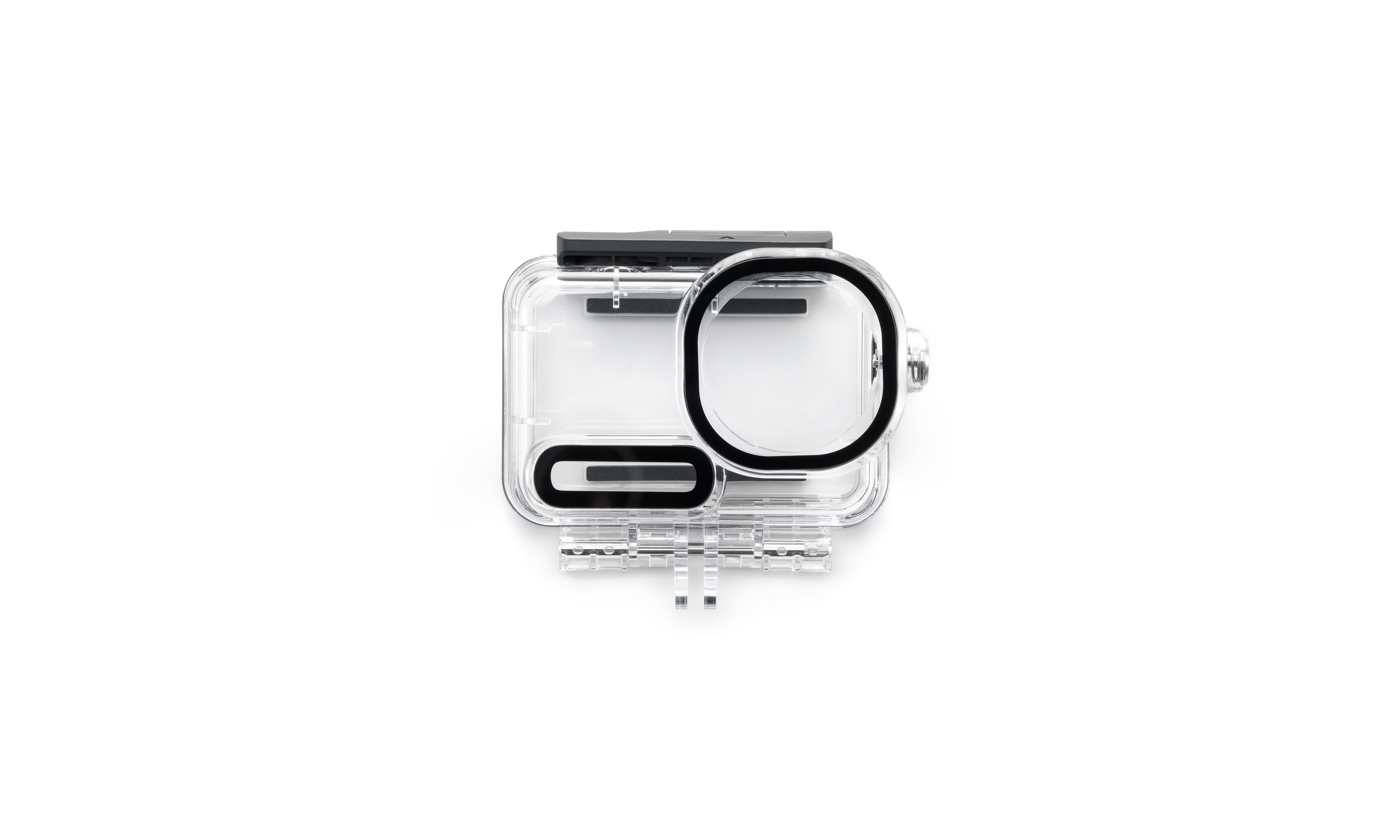 DJI Osmo Action 6: wasserdichtes Gehäuse mit transparentem Design für Unterwasseraufnahmen.