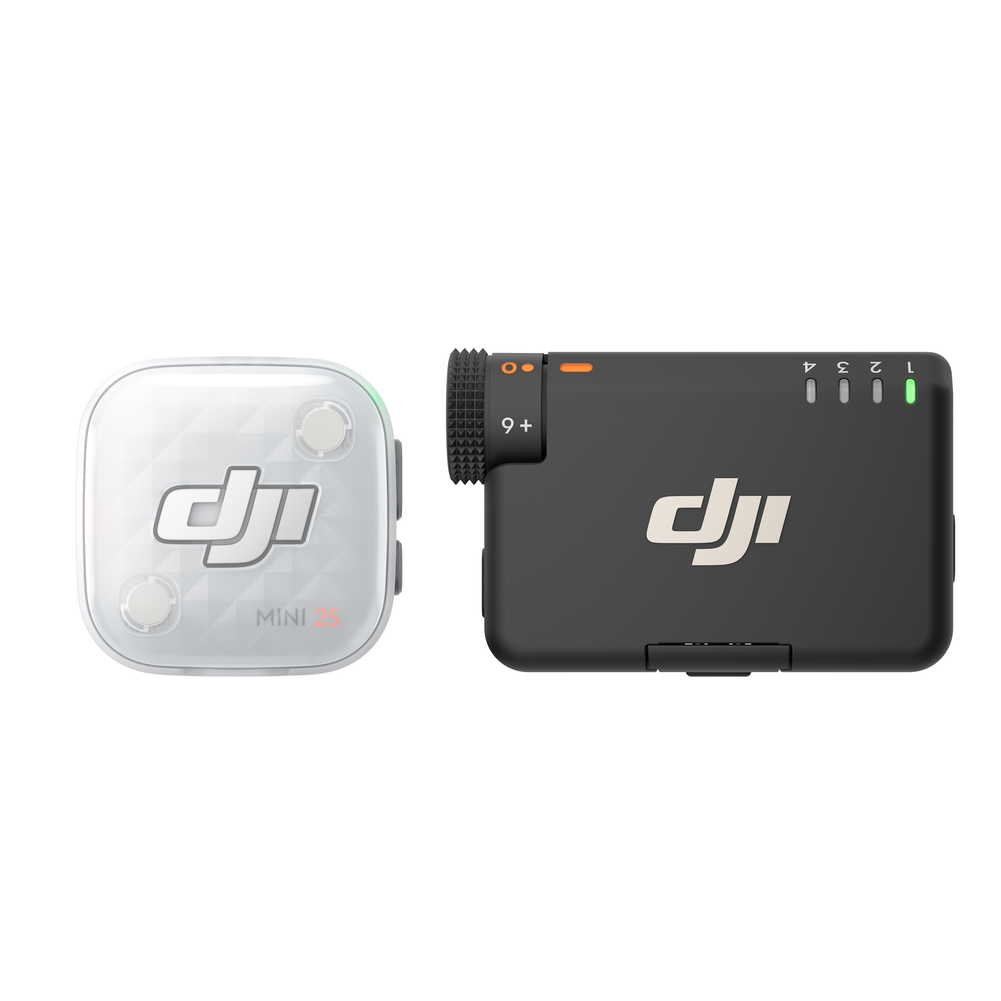 DJI Mic Mini 2S Set mit 2 Sendern, 1 Empfänger und Ladecase für hochwertige Audioaufnahmen.