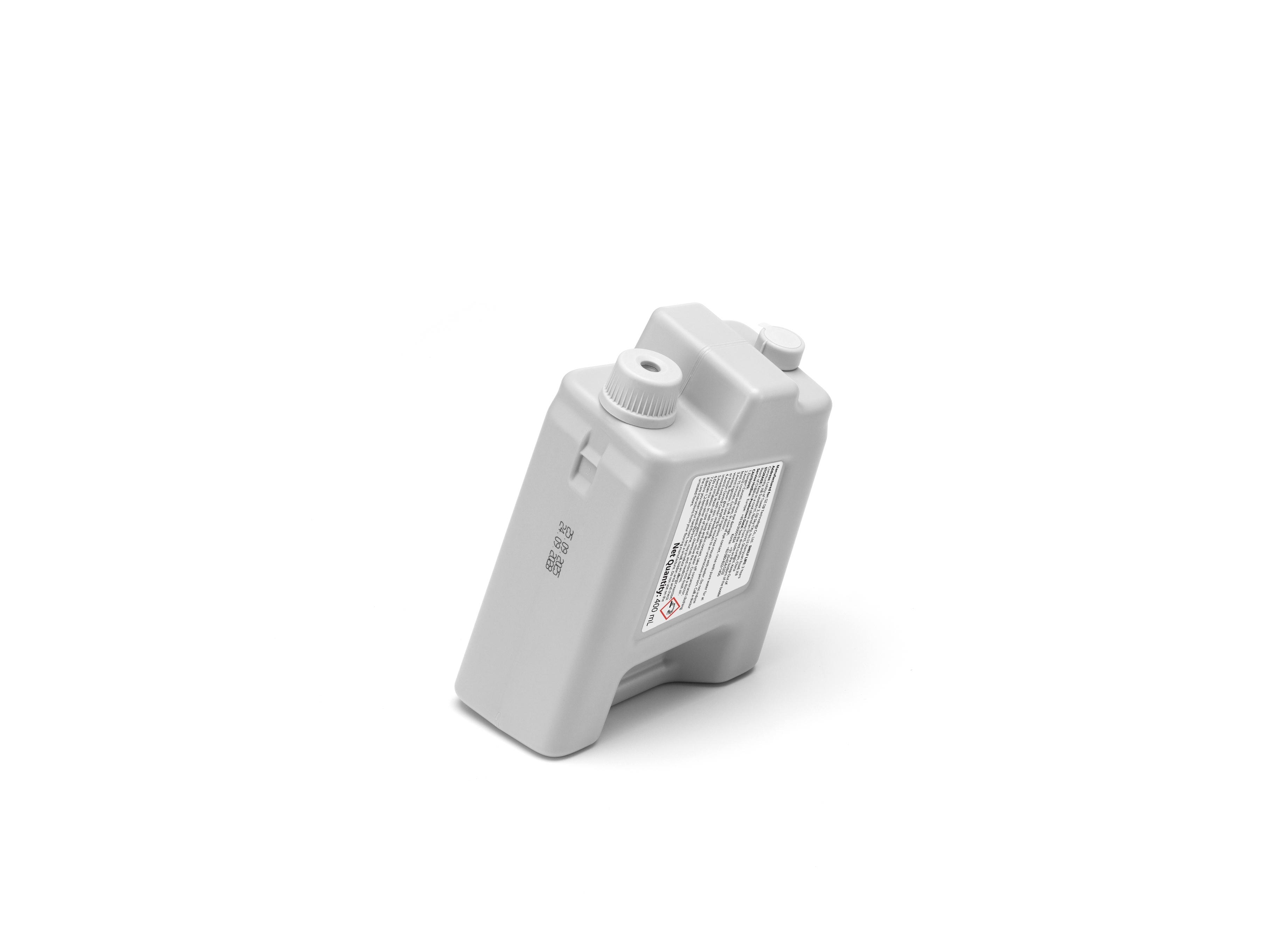 DJI ROMO Reinigungslösung in grauer Flasche mit praktischem Ausgießer für präzises Auftragen.