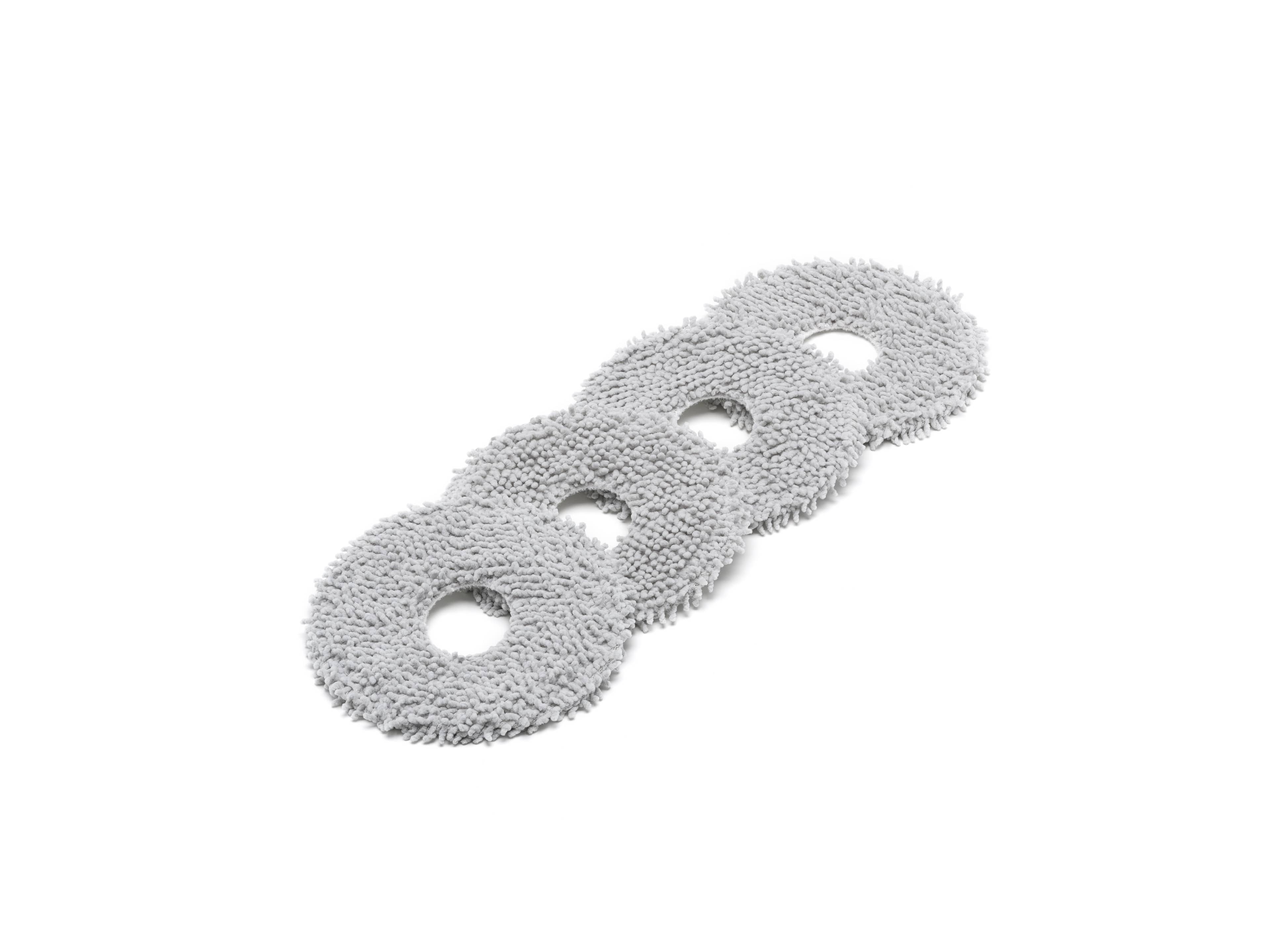 Set von vier grauen Mop-Pads für die DJI ROMO, ideal für effektives Wischen von Böden.